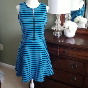 Michael Kors Zip-Front Striped Dress